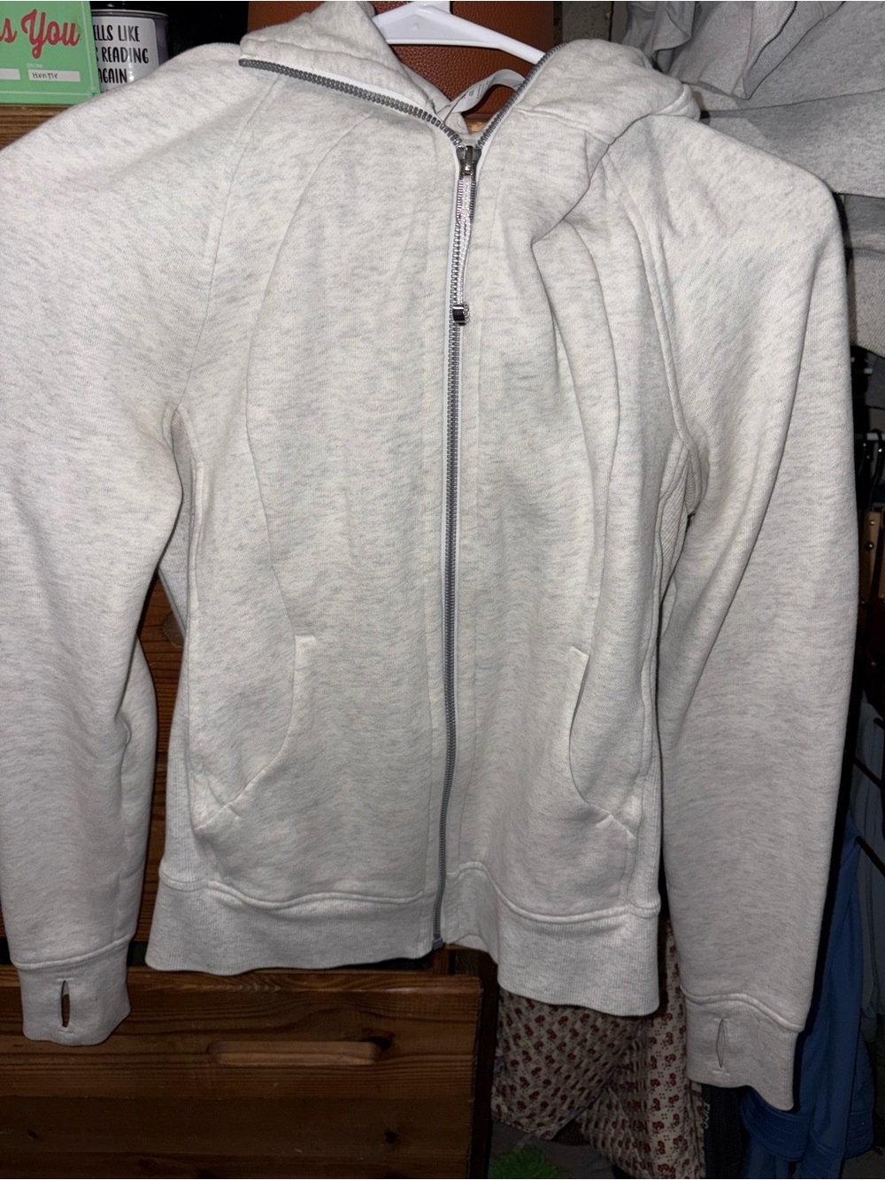 lululemon athletica Light Heather Gray Full-Zip Hoodie scuba zip up